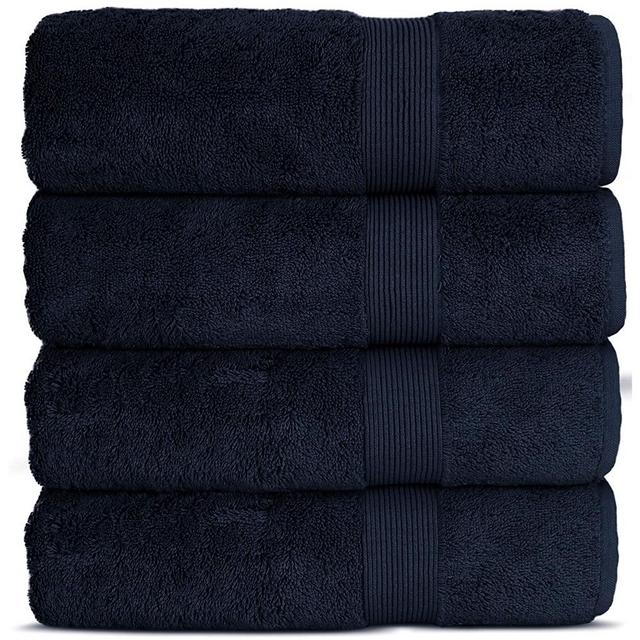 Chakir Turkish Linens Luxury Premium Cotton Long-Stable Turkish Towels (4-Piece, Bath Towel - Navy)
