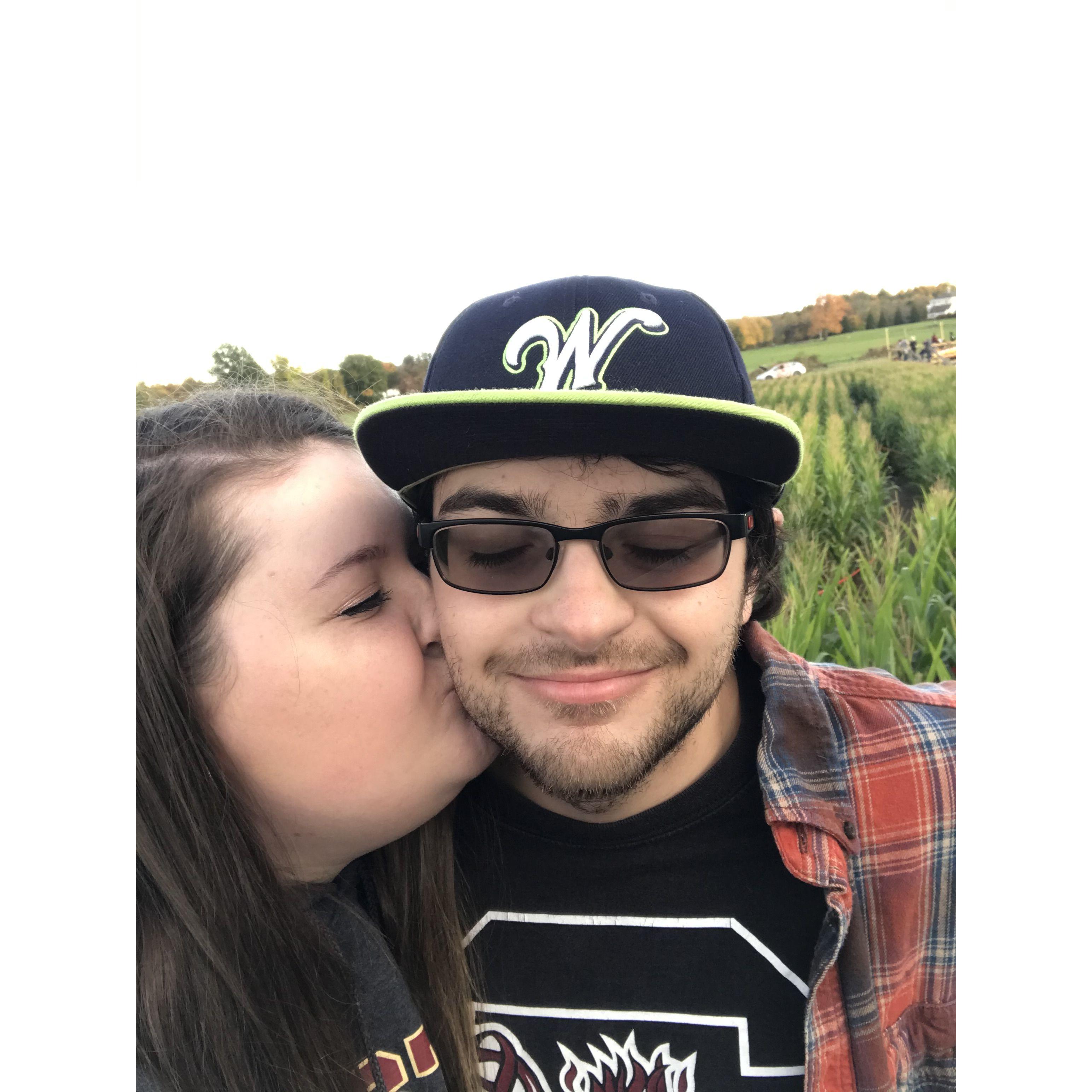 Surprise date to a corn maze and pumpkin picking.