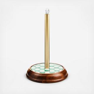 Emerald Check Wood Paper Towel Holder