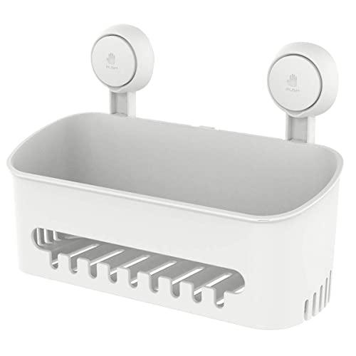 Shower Caddy Suction Cup Shower Shelf Suction Shower Basket One Second Installation NO-Drilling Removable Powerful Suction Shower Caddy Max Hold 22lbs Caddy Suction Cup Waterproof Organizer - White
