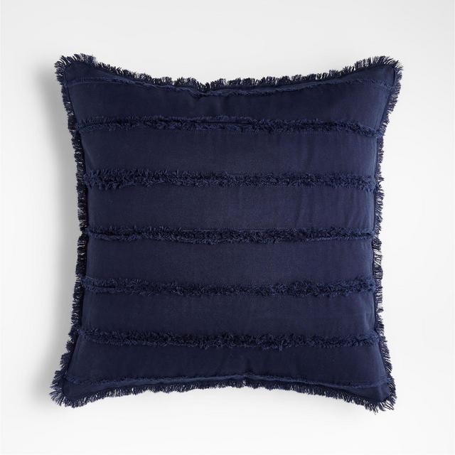 Denim 18" Indigo Blue Pillow Cover with Down-Alternative Insert