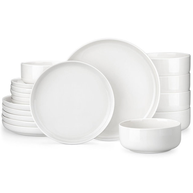 vancasso 18 Pieces Dinnerware Set, White Set, Porcelain Dinnerware For 6 Person