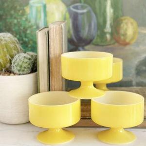 Old Flame Candle Co. Vintage Lemon Yellow Dessert Bowls