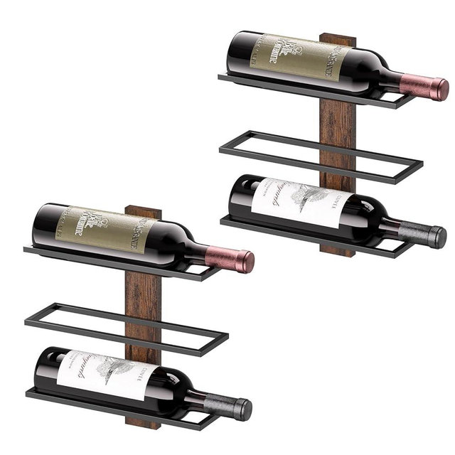 B4Life Wine Rack Wall Mounted for 6 Wine Bottles, Wood Wine Racks for Wall, Wine Holder Wine Bottle Racks for Kitchen, Dining Room, Bar