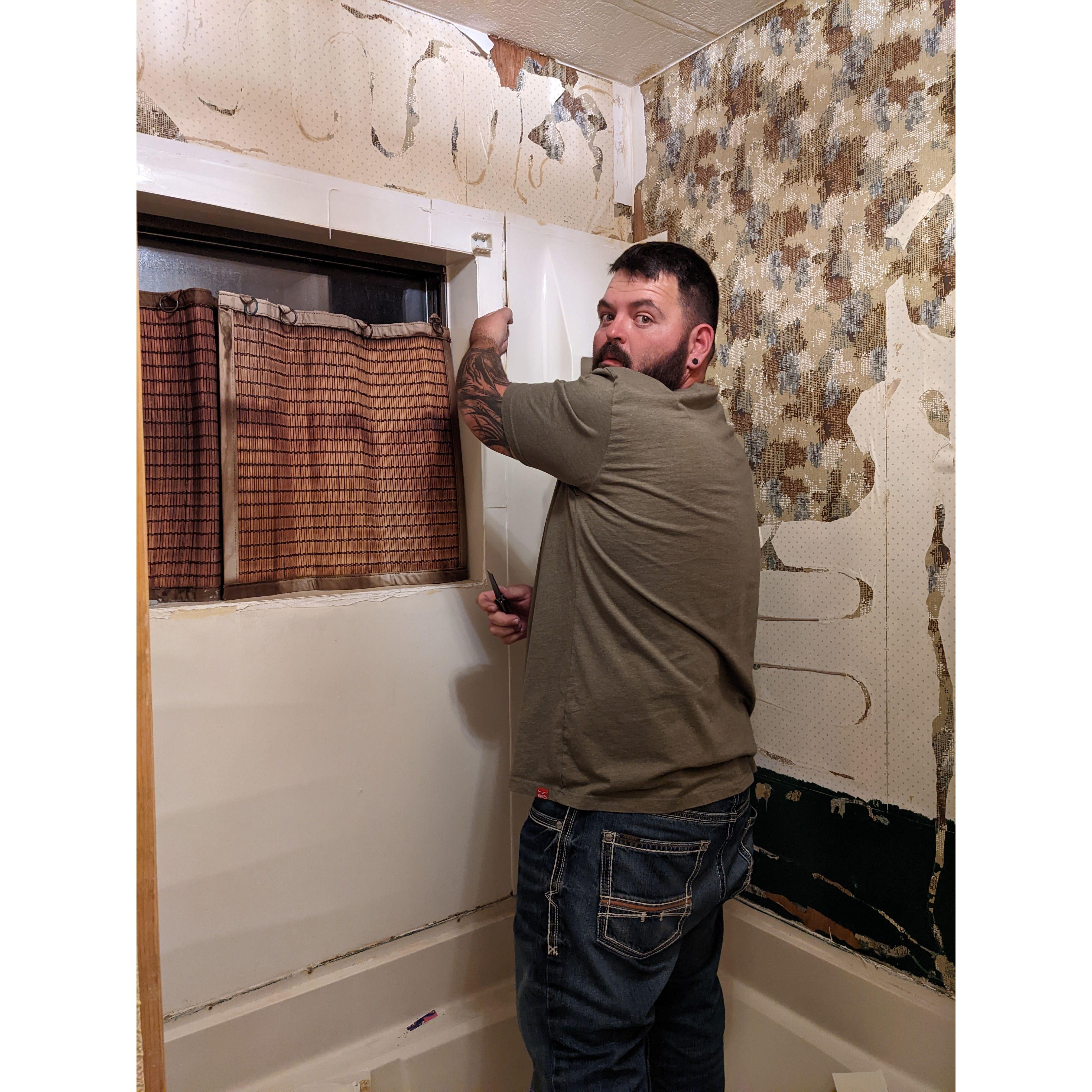 The first remodel project together thanks to a moldy bathroom