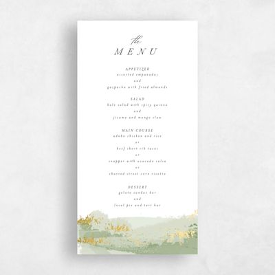 Green Wedding Menu - Ione Foil