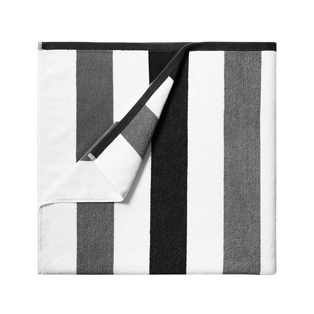 Bornbay Cotton Oversized Beach Towel - Extra Large 40"X70" Plush Thick Pool Towel, XL Soft Stripe Cabana Swim Towels for Adults Mens Women Girls (White Gray)