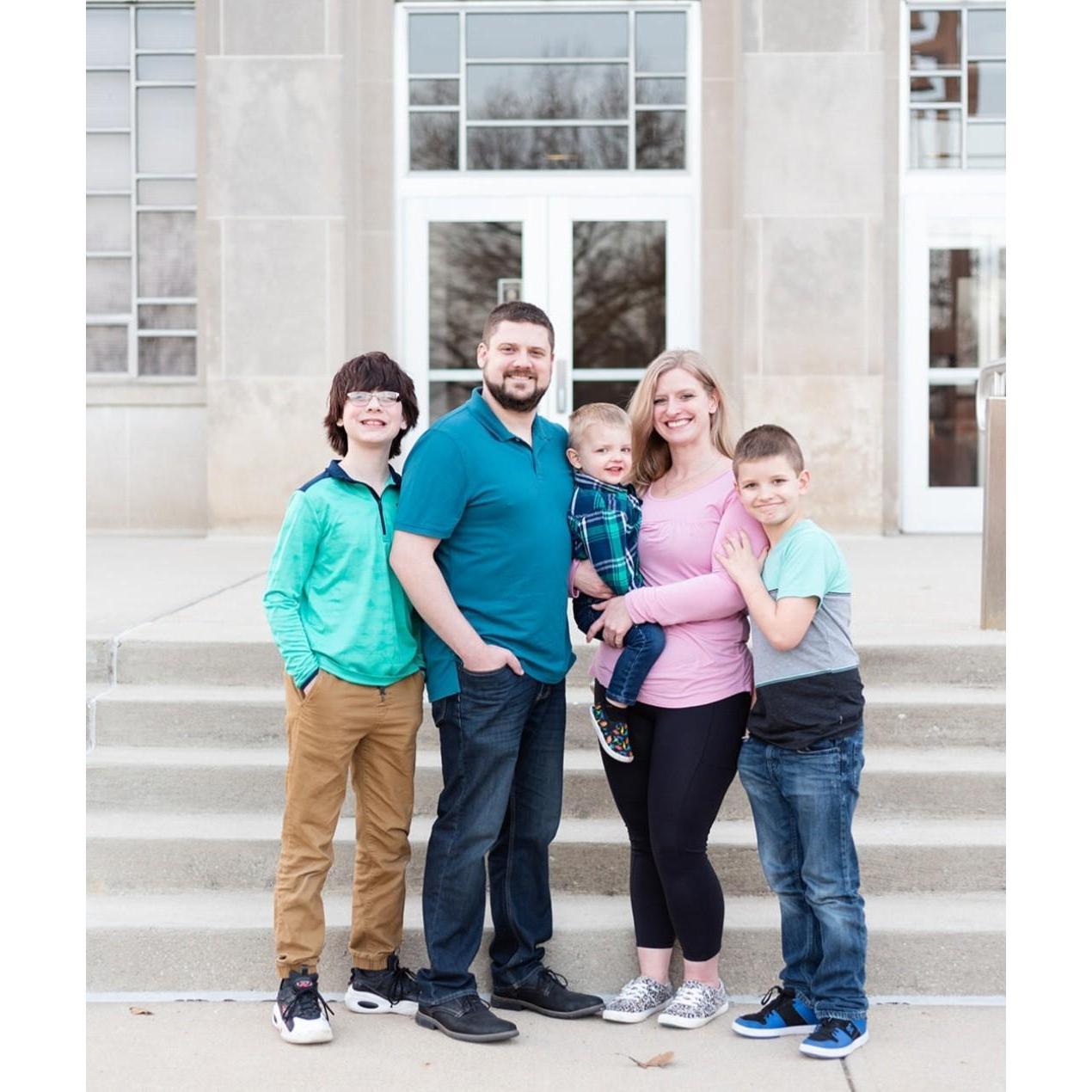 Our beautiful family (left to right): Clark, Jason, Jameson, Sarah, Caiden