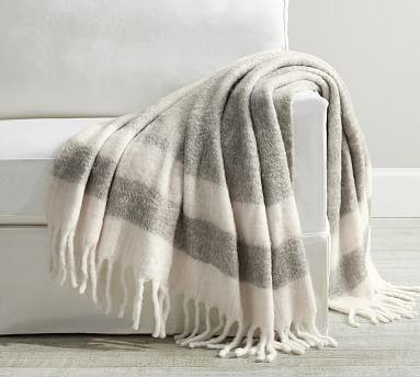 Faux Mohair Striped Throw