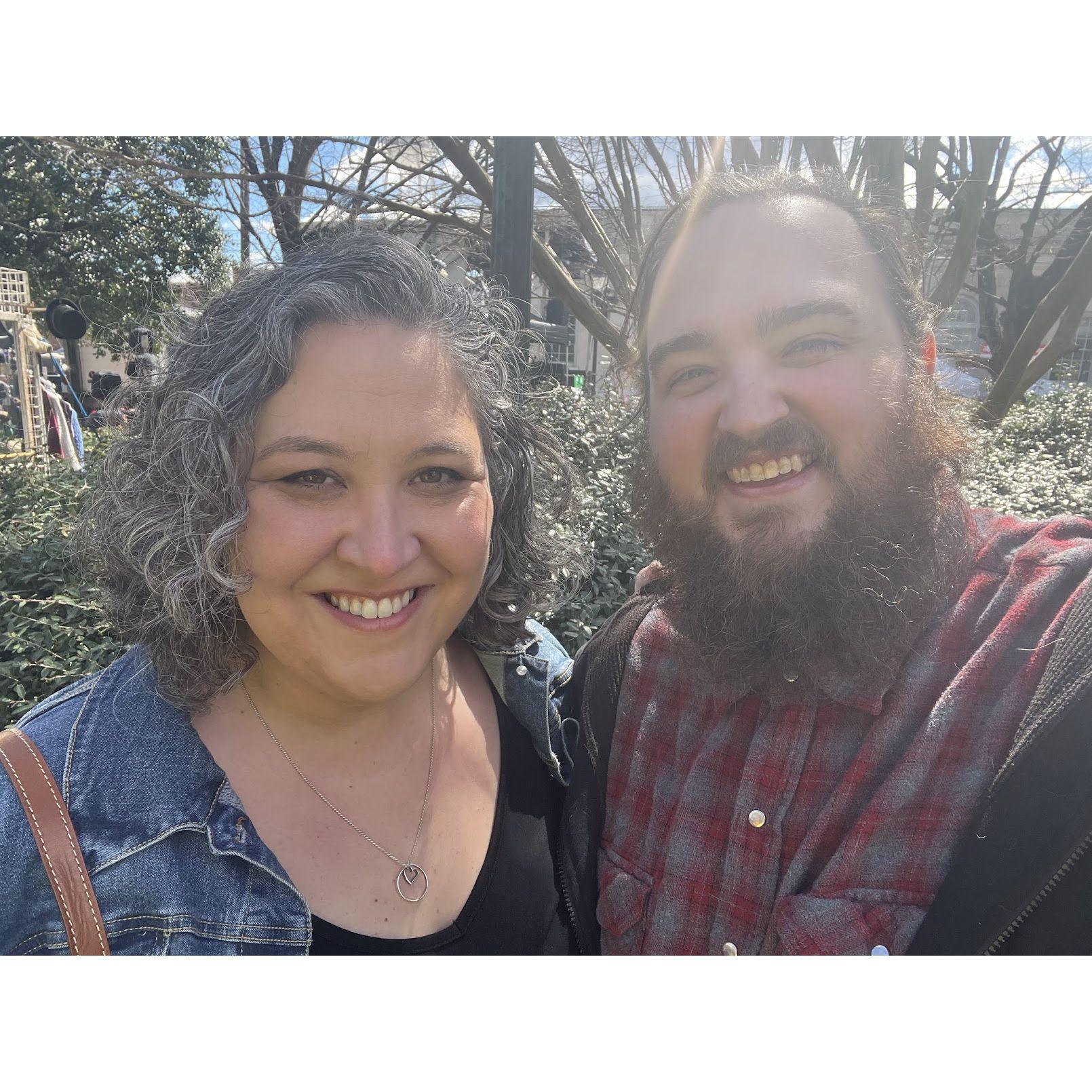 This is our first photo of us together - a month into dating