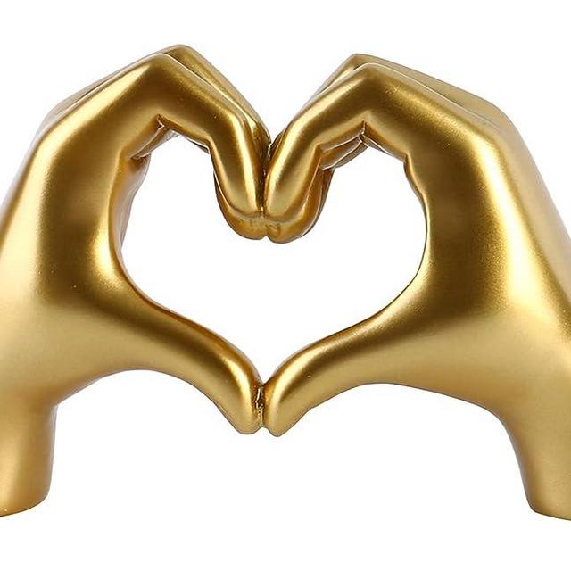 MOYI Gold Decor for Living Room Bedroom Bookshelf Coffe Table, Love Finger Aesthetic Statues Boho Wedding Accents Decorations, Knick Knacks Home Decor for Shelves