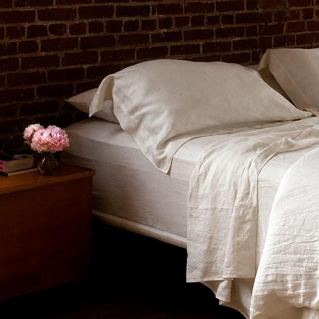 Huddleson Ivory Vintage-Washed Pure Italian Linen Sheet Set - California King