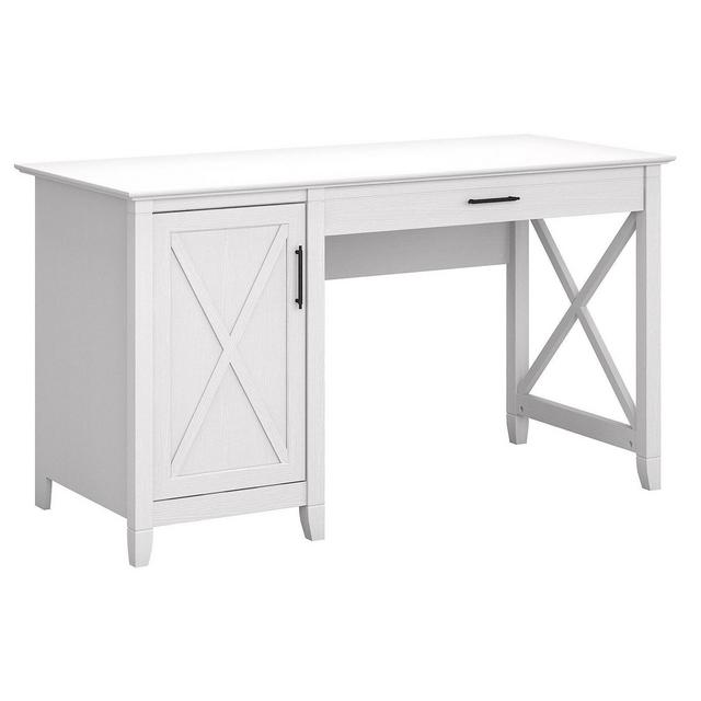 54W Key West Computer Desk with Storage Pure White Oak - Bush Furniture
