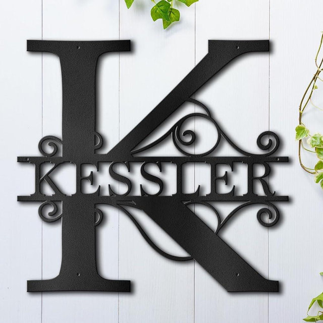 Custom Metal Signs Metal Name Sign Metal Wall Art Split Letter Monogram Wall Decor Metal Wall Art Last Name Sign Family Name Sign Personalized Wedding Gift Fire Pit Sign Outdoor Decor Cabin Sign