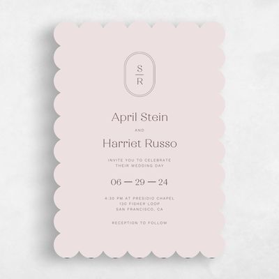 Pink Scalloped Wedding Invitation - Bridgetown Classic
