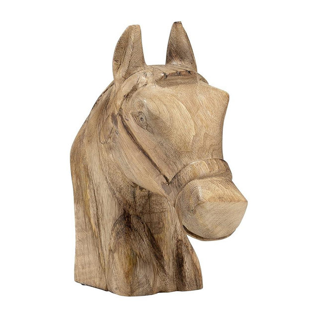 Sagebrook Home Wood Horse Figurine Sculpture - Handcrafted Rustic Wooden Decor for Home, Office, Bedroom & Living Room - 10" Brown Accent Art Piece