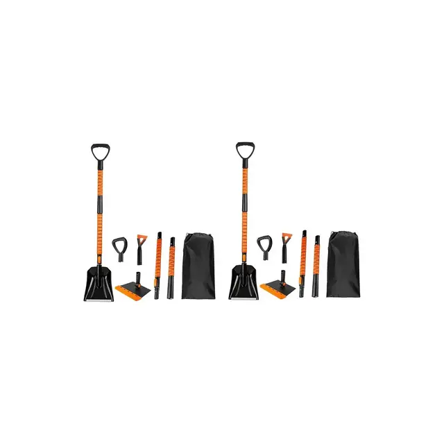 Zone Tech Extendable Snow Squeegee, Ice Scraper & Shovel 42" Rotating Snow Squeegee Head, Extendable Ice Scraper, Shovel, Snow and Ice Remover 2-Pack