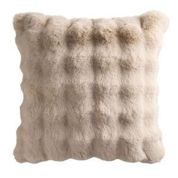 Sand Oversized Faux Fur Super Soft Wavy Throw Pillow