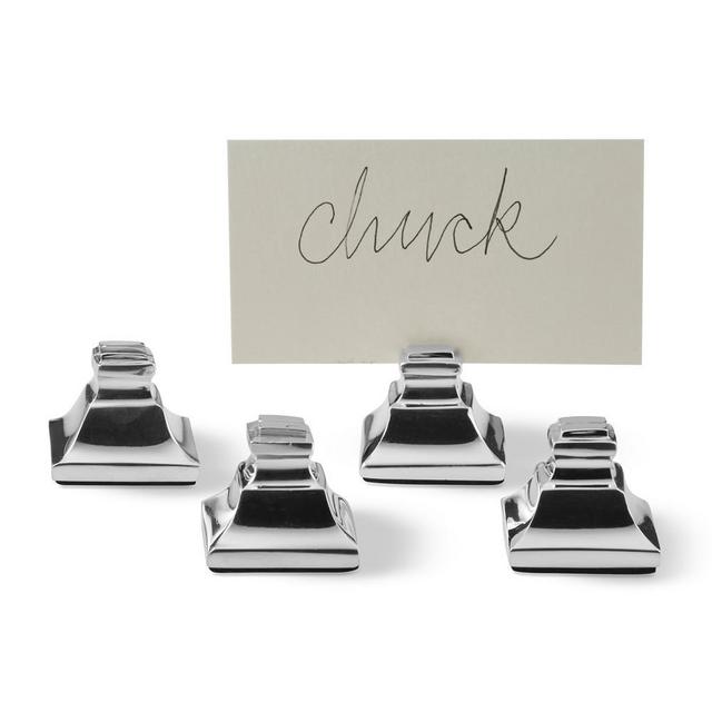 Silver Pyramic Place Card Holders