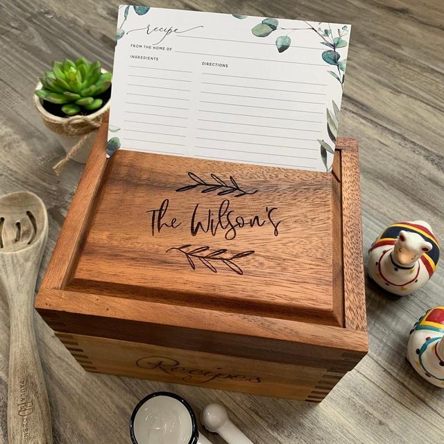 Monogrammed Wood Recipe Box