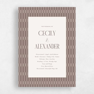 Taupe, Brown Wedding Program - Jody