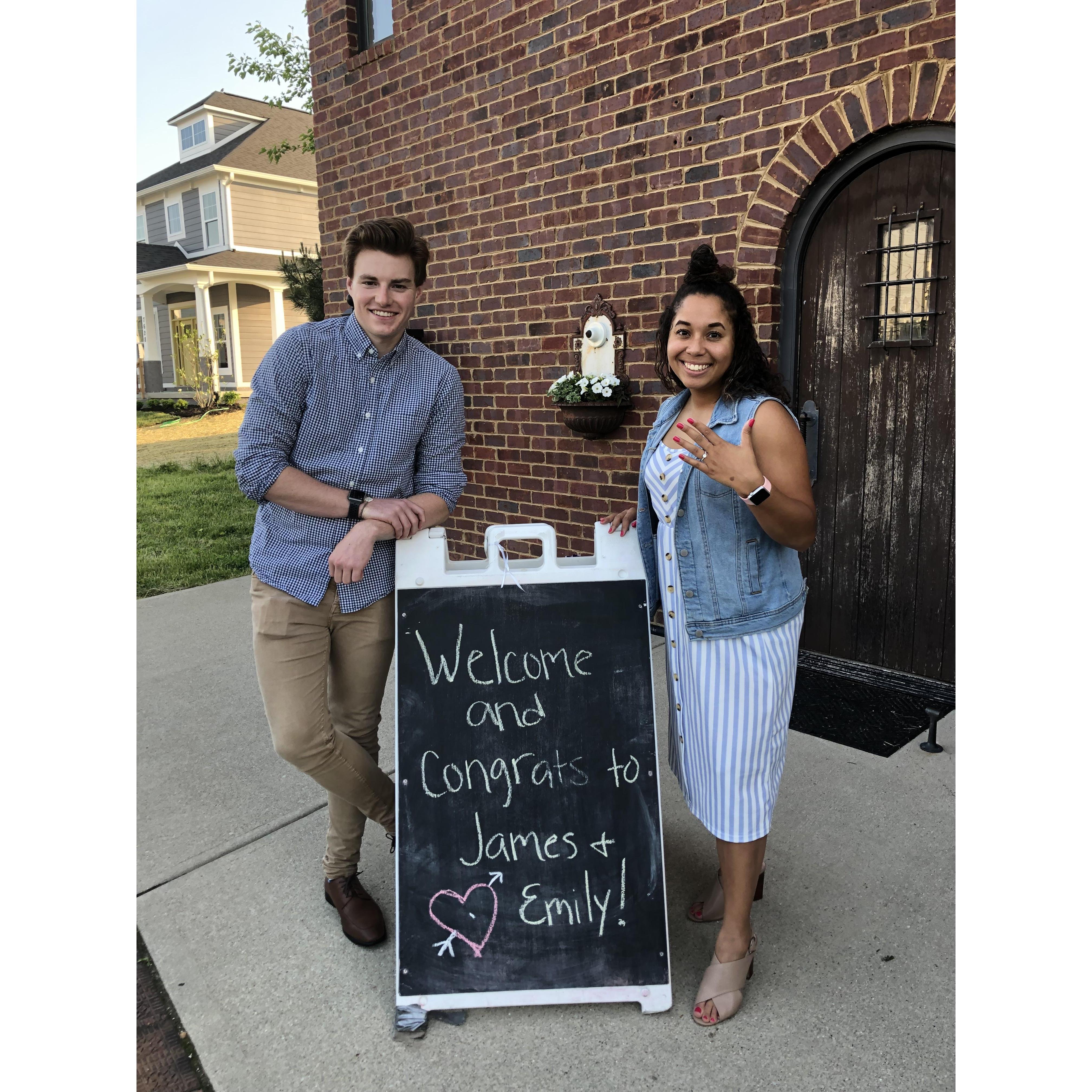 We were trying to look "causal" when leaving our engagement party.