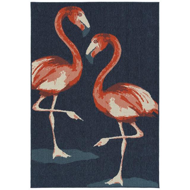Amalie Flamingo 7'2 x 10'5 Indoor/Outdoor Area Rug in Navy