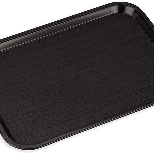 Carlisle FoodService Products Cafe Plastic Fast Food Tray, 14" x 18", Black (Pack of 2)