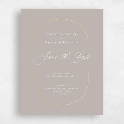 Greige, Grey Wedding Save the Date - Paltz Portrait Foil