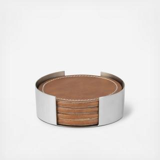 Leather Stitched Coaster Set