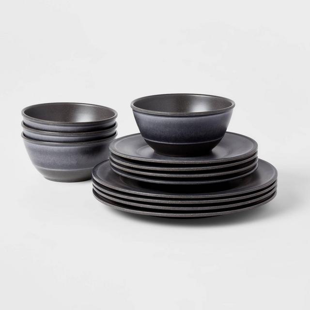 12pc Melamine Lancashire Dinnerware Set Gray - Threshold™
