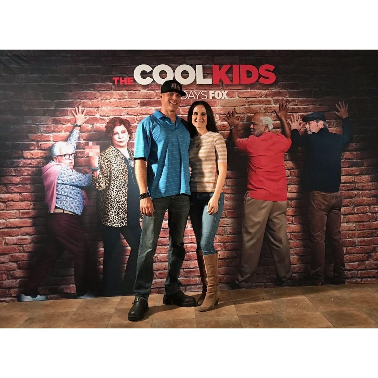 On set of The Cool Kids, a show Jason worked on