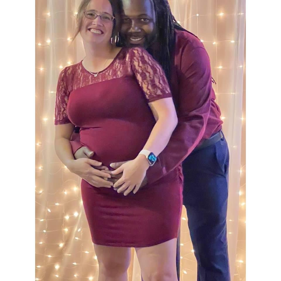Our first wedding guest photo together