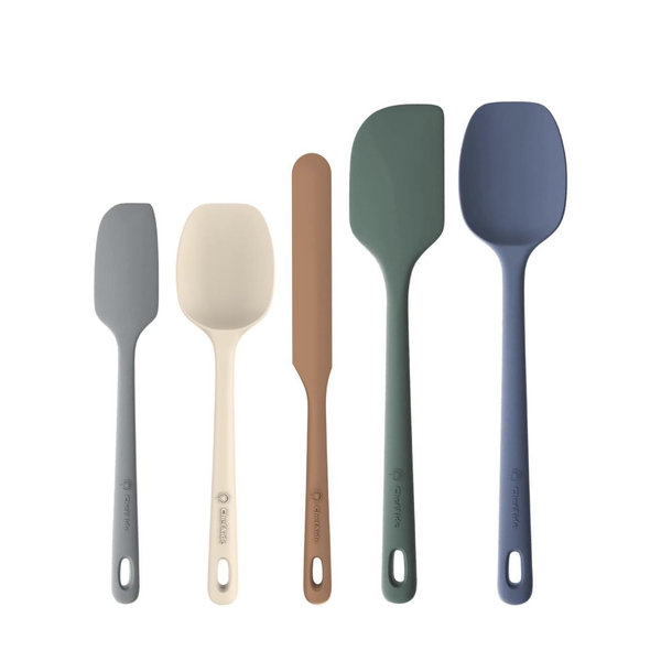 5 Pieces Silicone Spatula Set, Food Grade Rubber Spatula, Upgrade Strong Handle with Ergonomic Grip, Heat Resistant Up to 600°F for Nonstick Cookware, Cooking