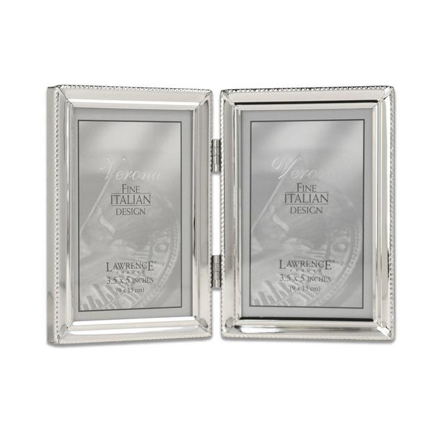 Metal Double Picture Frame with Inner Beading, 3.5" x 5"
