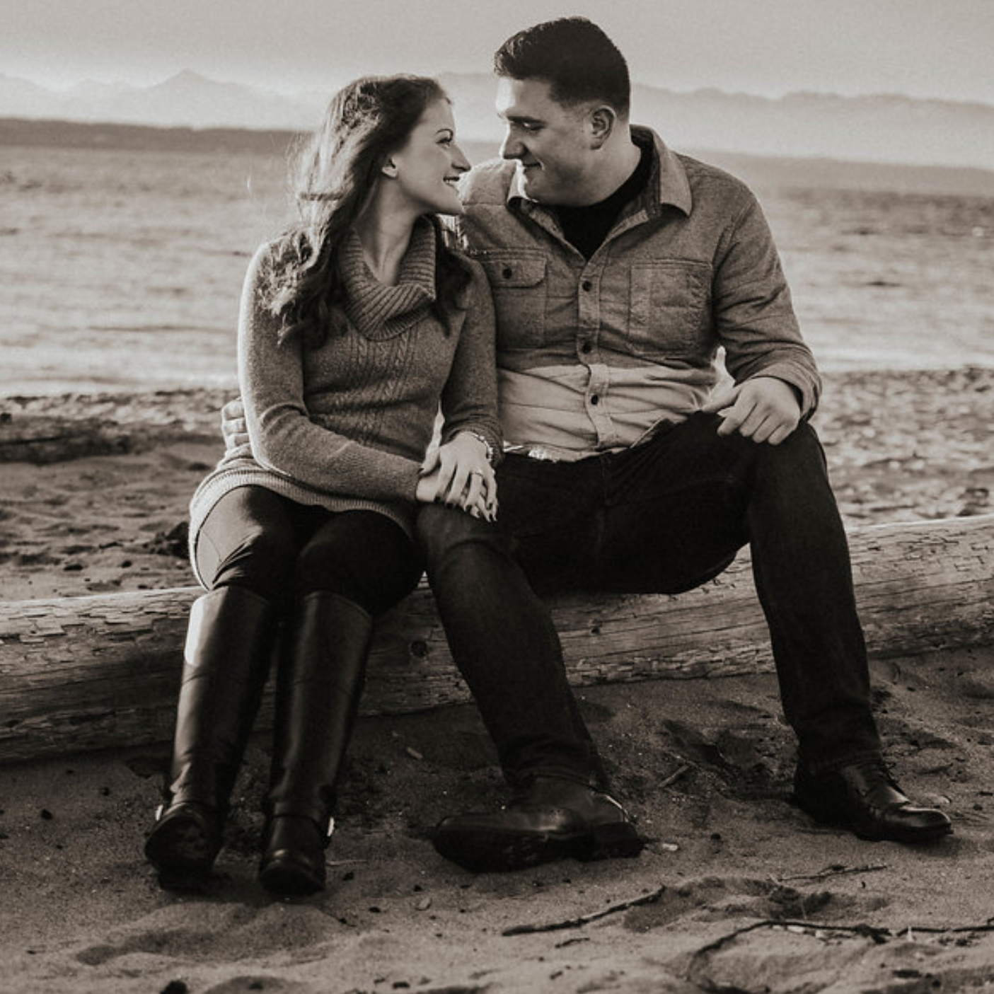 We had our engagement photos taken at Golden Gardens beach. During senior year, James drove to my house multiple times a week and we'd workout at this beach so he could get in shape for boot camp.