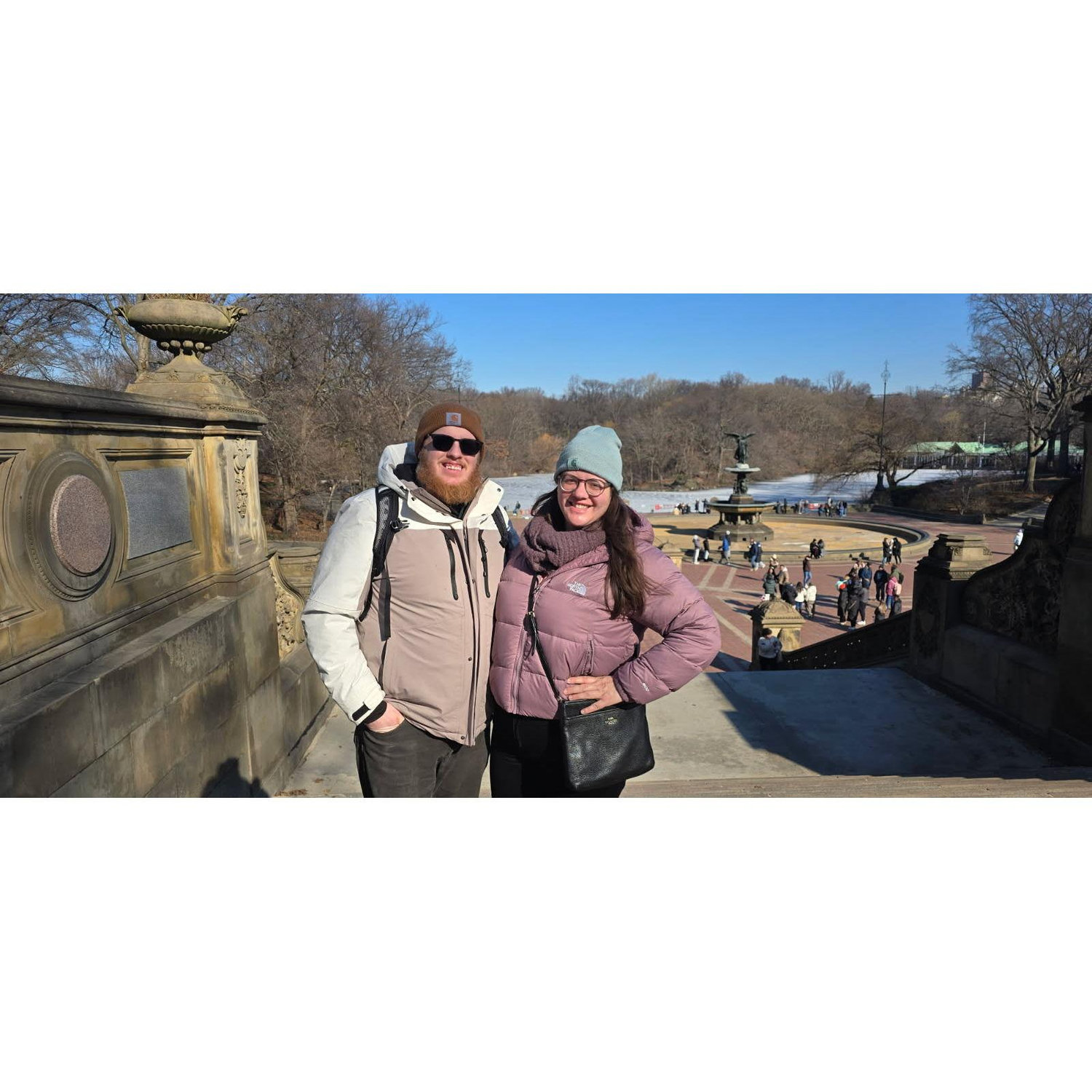 Chris' 1st time in NYC, Lauren looking for the Friends couch in Central Park!