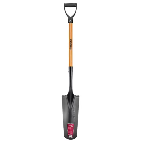 28 in. Wood Handle D-Grip Short Drain Spade