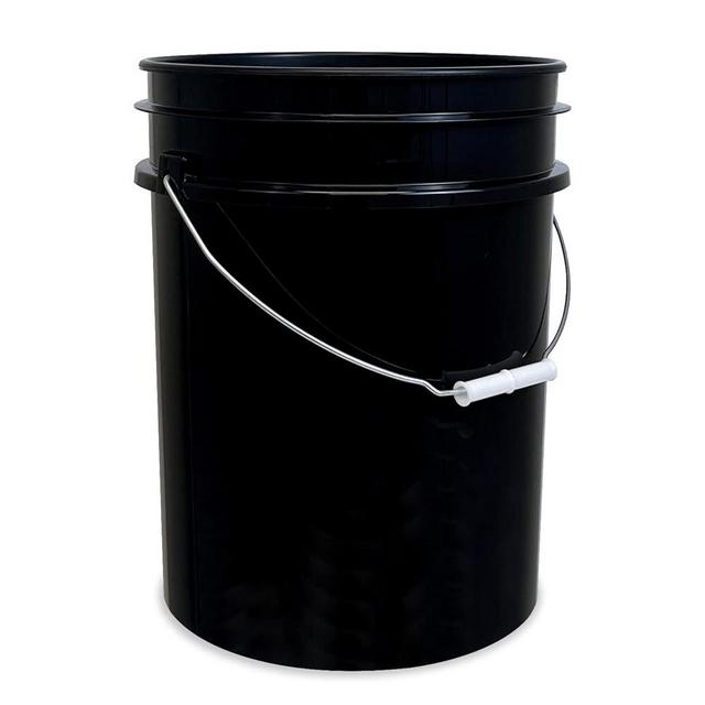 5 Gallon Bucket Only, Made in USA, Food Grade, Durable 90 Mil All Purpose Pail, Contains No BPA Plastic, Premium HPDE, Lids Not Included (Black, 1)