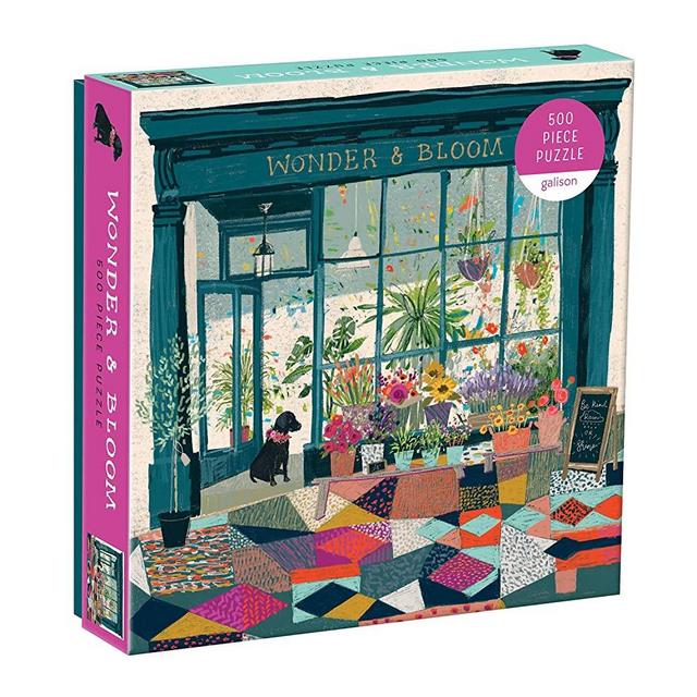 Galison Wonder & Bloom Puzzle, 500 Pieces, 20”x20” – Brightly Colored Scene of a Welcoming Local Plant Shop – Challenging, Perfect for Family Fun