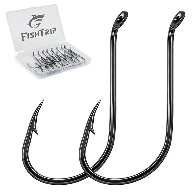 FishTrip 50/100/120/210 Pack Octopus Fishing Hooks - Offset Beak Circle Hooks for Fish Hooks Saltwater & Freshwater, Live Bait Fish Hook for Rigs Catfish, Bass Tuna, Walleye, Trout