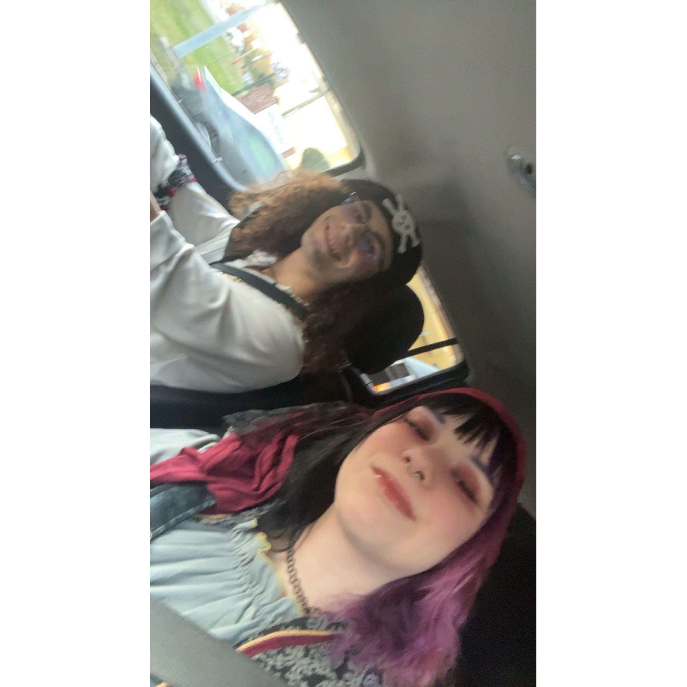 Right before the engagement on our way to the haunted house