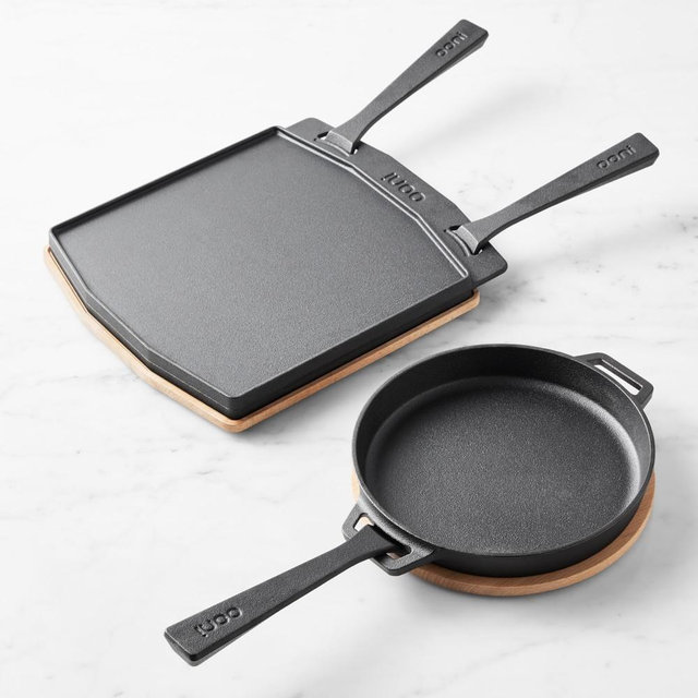 Ooni Cast Iron Skillet & Dual Sided Grizzler Cookware Set