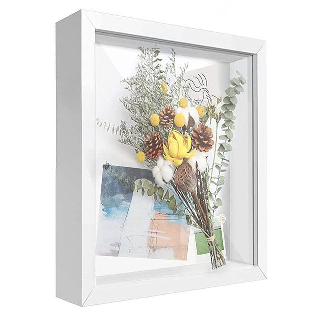 TouYinger 8x10 Shadow Box Frame Display Case With Letter Stickers, Wood With Plexiglass, Display Case Box For Memorabilia,Baby Items,Wedding Memories,Crafts,Tickets And Photos (White, 8x10)