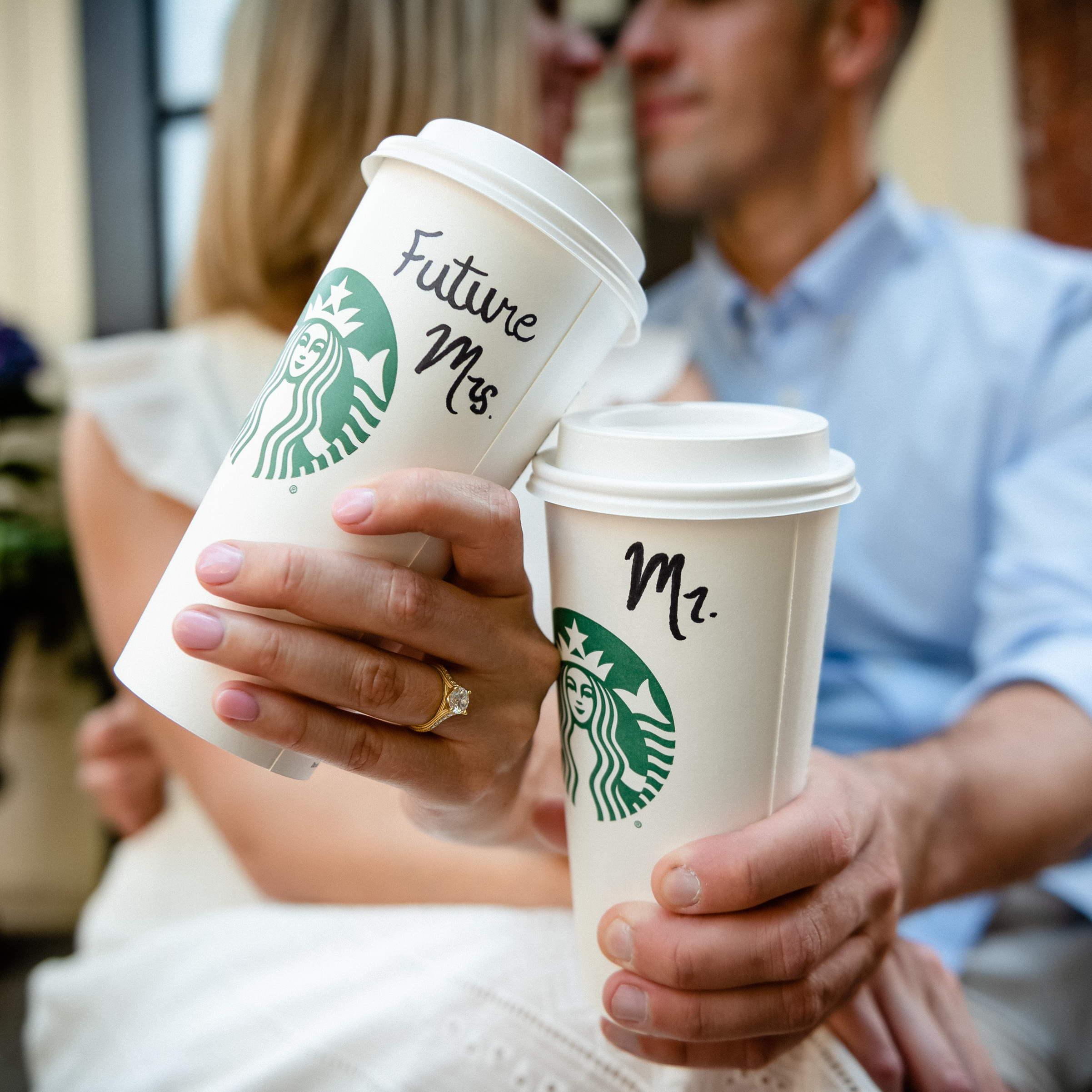 For anyone who doesn't know, Jason is a Starbucks fanatic, so we had to find a way to incorporate that into our engagement shoot!