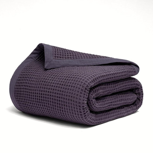 Salt Earth GOTS Certified 100% Organic Cotton Throw Blanket, 60" X 80" Blankets & Throws for Bed, Throw Blanket for Couch,Modern & Cozy Blanket, All Season Waffle Blanket, Soft Blanket (Plum Perfect)