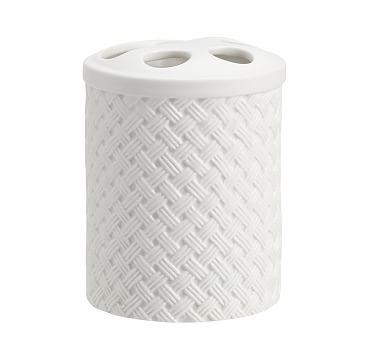 Porcelain Basketweave Accessories, Toothbrush Holder, White
