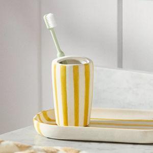 Striped Ceramic Toothbrush Holder