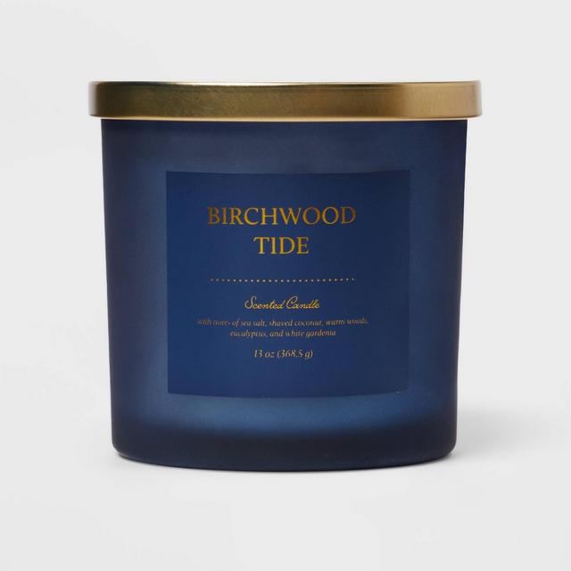13oz Colored Glass Candle Birchwood Tide Blue - Threshold™
