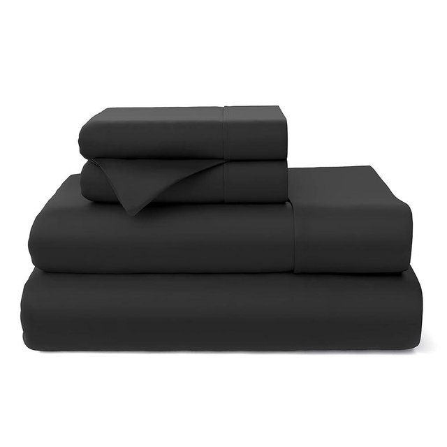 Cosy House Collection Premium Rayon Derived from Bamboo Bed Sheet Set - Cooling Blend - Deep Pocket, Ultra Soft & Breathable Bedding - 4 Piece Set (King, Black)